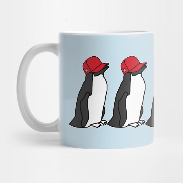 Trucker Hats Red Five Penguins Graphic by ellenhenryart